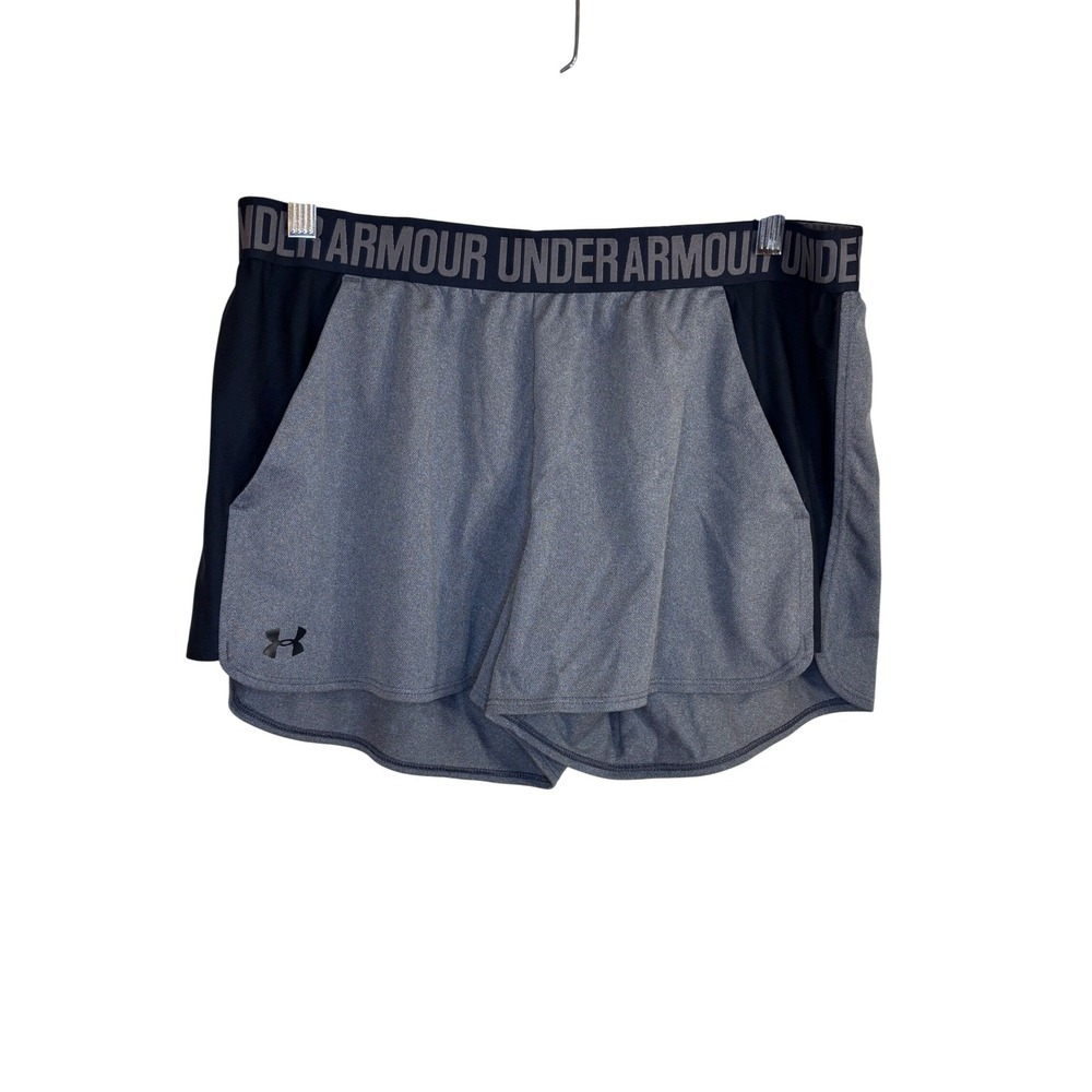 Under Armour HeatGear Gray Black Athletic Shorts Women Large Loose Fit Running